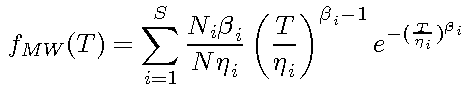 Equation for mixed Weibull pdf
