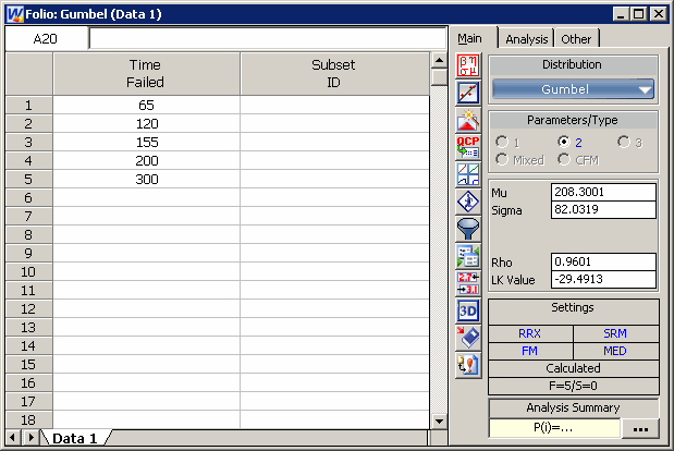 Weibull++ Standard Folio Using Gumbel Distribution