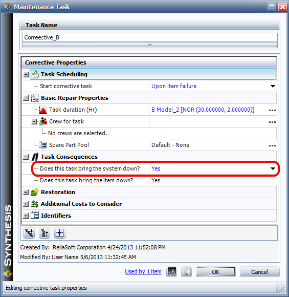 Corrective task properties