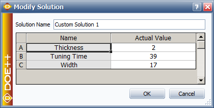 Custom solution values