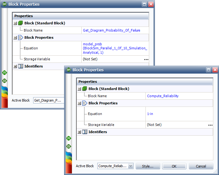 Block properties for computing the system reliability