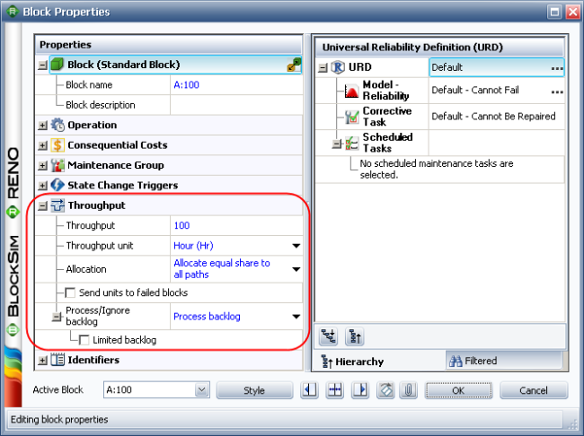 Throughput settings