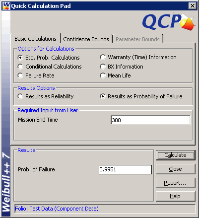 Figure 2: Determining the Percent of Units that Experience at Least One Failure at Time = 300 hours