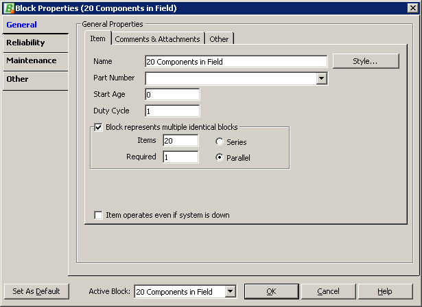 Figure 4: Creating a Population of 20 Fielded Components