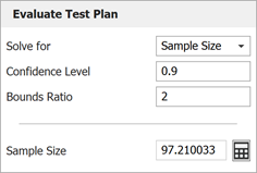 Evaluation the test plan using a sample size criterion.
