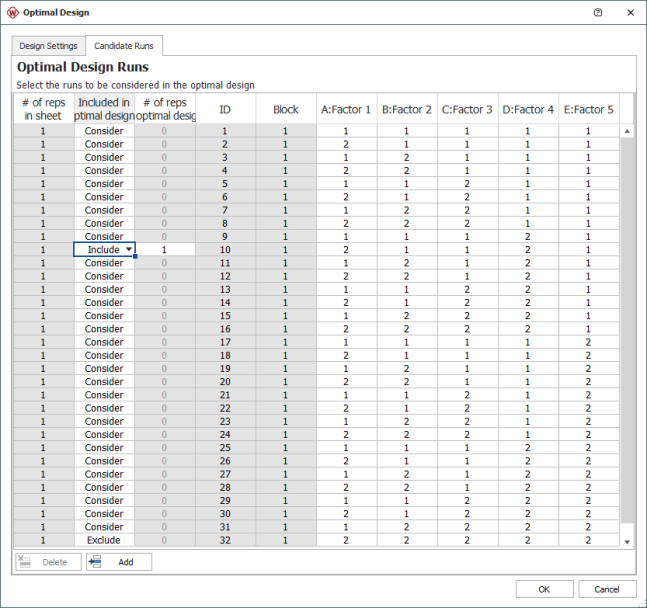 Specify constraints for candidate runs Specify constraints for candidate runs