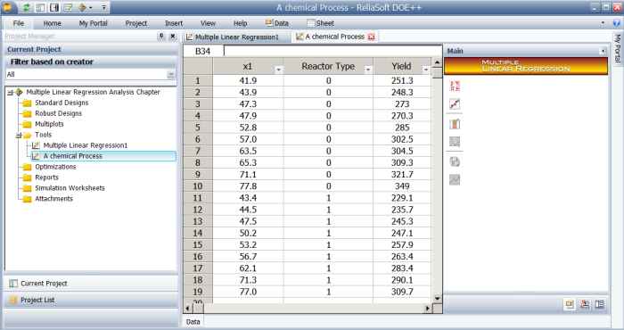 Data from the table above as entered in Weibull++.