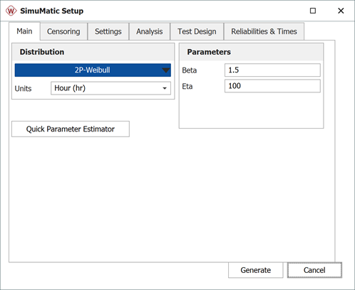 Weibull SimuMatic Set up Window.png