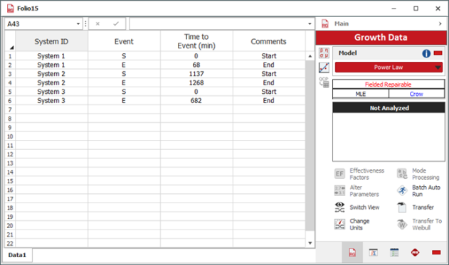 Repairable systems data.