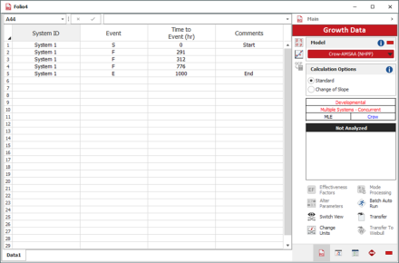 Normal view for Multiple Systems (Concurrent Operating Times) data