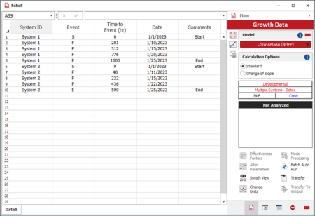 Normal view for Multiple Systems with Dates