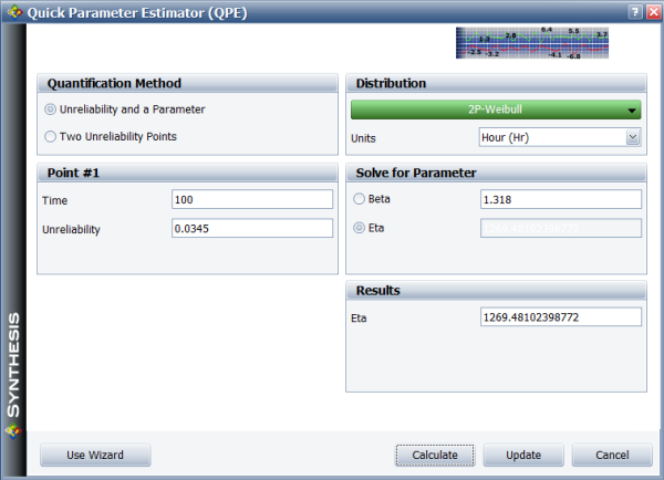 BlockSim's Quick Parameter Estimator (QPE) used to determine a new eta based on the newly determined reliability target