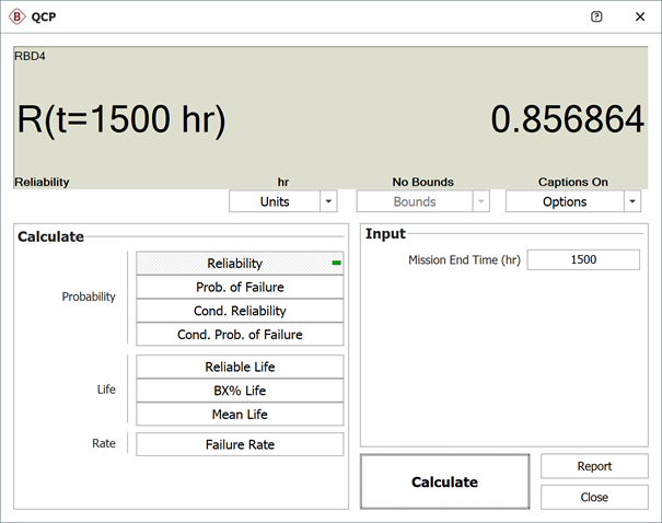 Calculated System Reliability at Time 1,500 Calculated System Reliability at Time 1,500